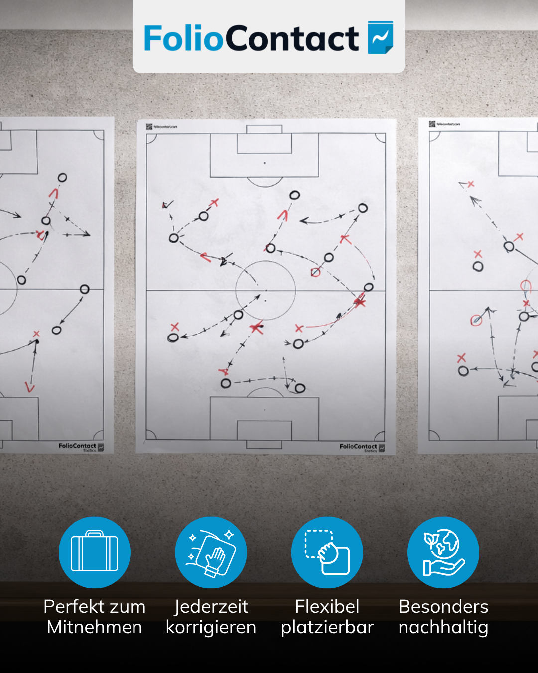 Fußball-Taktikfolie: Spielzüge einzeichnen und rückstandslos abwischen
