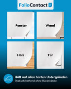Whiteboard-Folie haftet statisch auf Fenster, Wand, Holz und Tür – ohne Rückstände