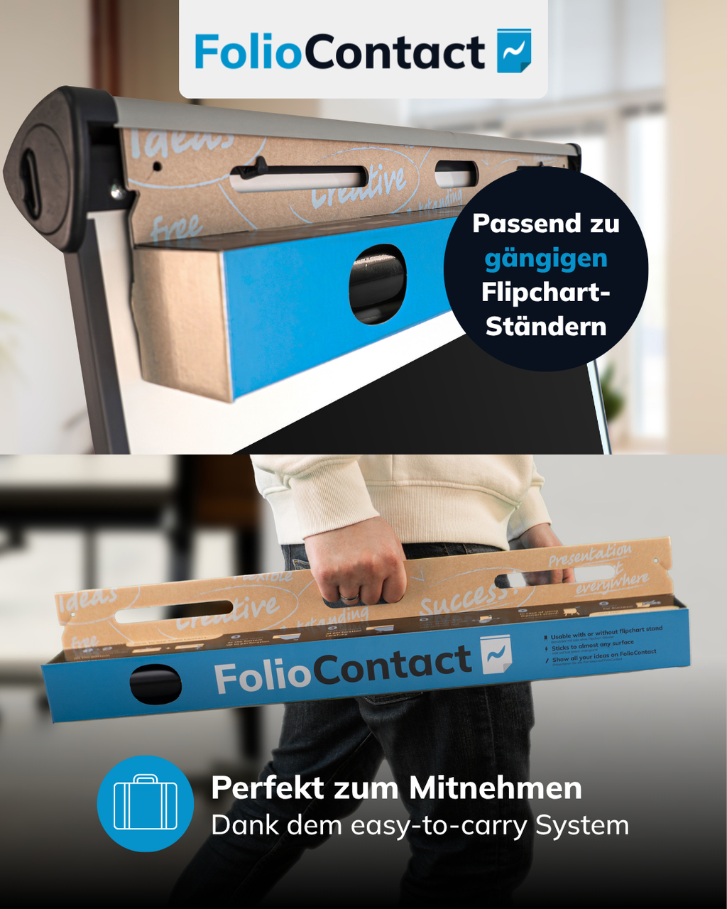 Blackboard-Folie passend für gängige Flipchart-Ständer, perfekt zum Mitnehmen