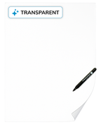 Transparente FolioContact Clearboard-Folie mit Badge „Transparent“, mit schwarzem Boardmarker