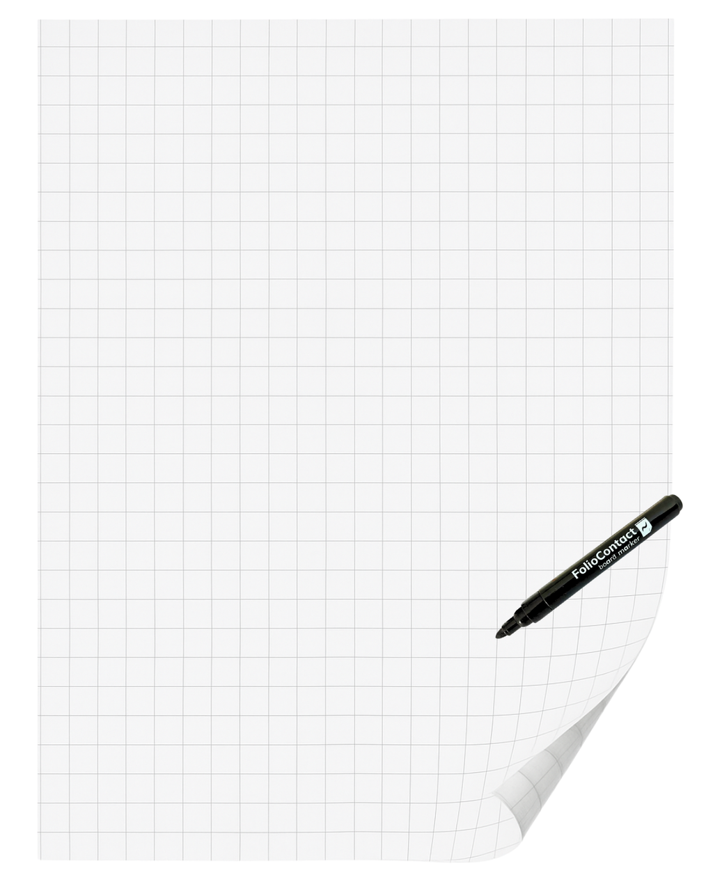 FolioContact Flipchart-Folie mit kariertem Raster, mit schwarzem FolioContact Boardmarker