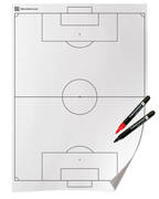 FolioContact Fußball-Taktiktafel als Folie mit aufgedrucktem Spielfeld, mit schwarzem und rotem Marker